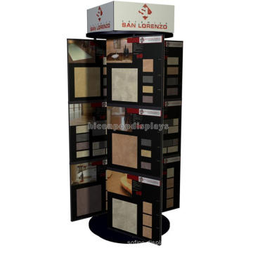 Simple Metal Rotaing Decoration Stone Showroom Commercial Floor Standing Marble Tile Display Shelf